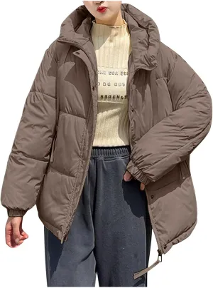 Warm Winter Coats for Women 2024 Trendy Loose Hooded Puffer Jacket Down Coat Puffy Wadded Jackets Overcoat