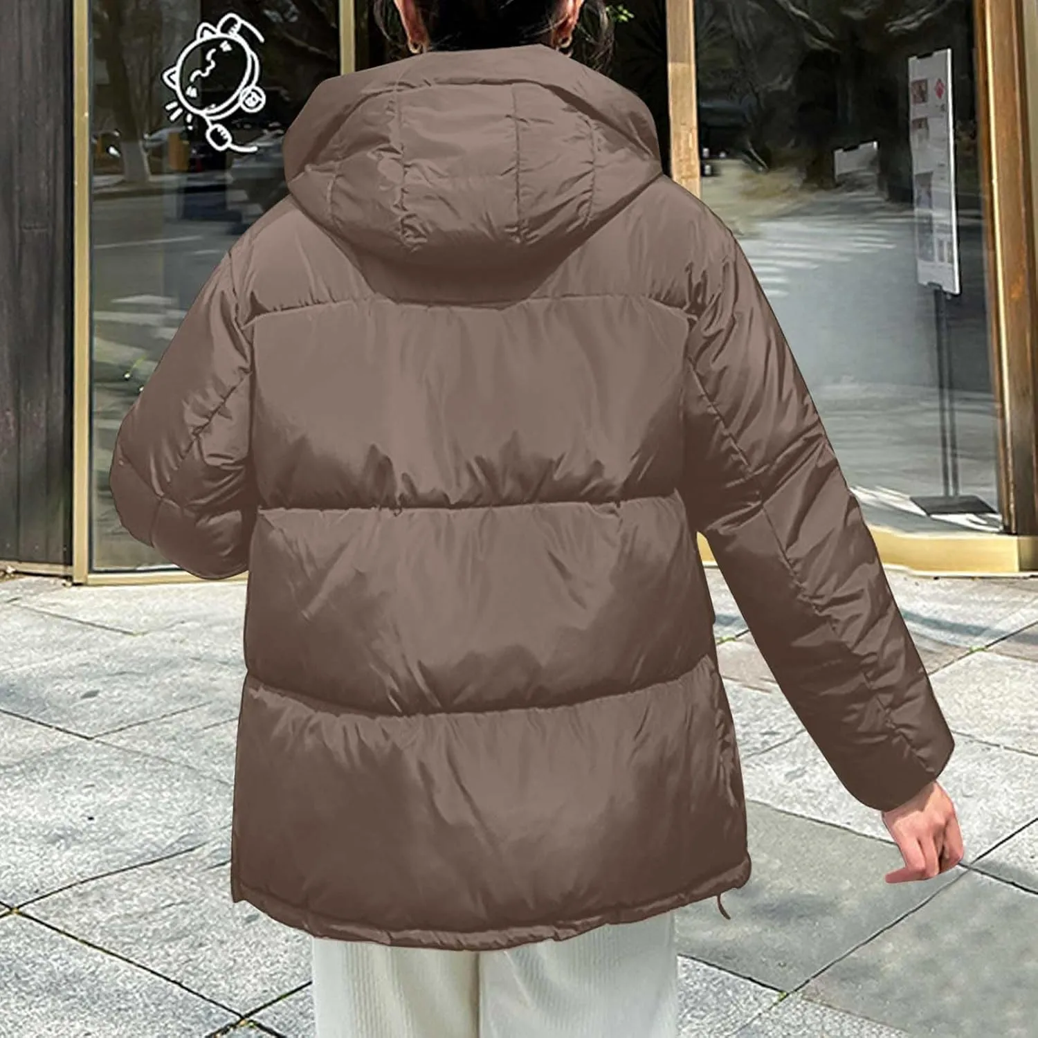 Warm Winter Coats for Women 2024 Trendy Loose Hooded Puffer Jacket Down Coat Puffy Wadded Jackets Overcoat