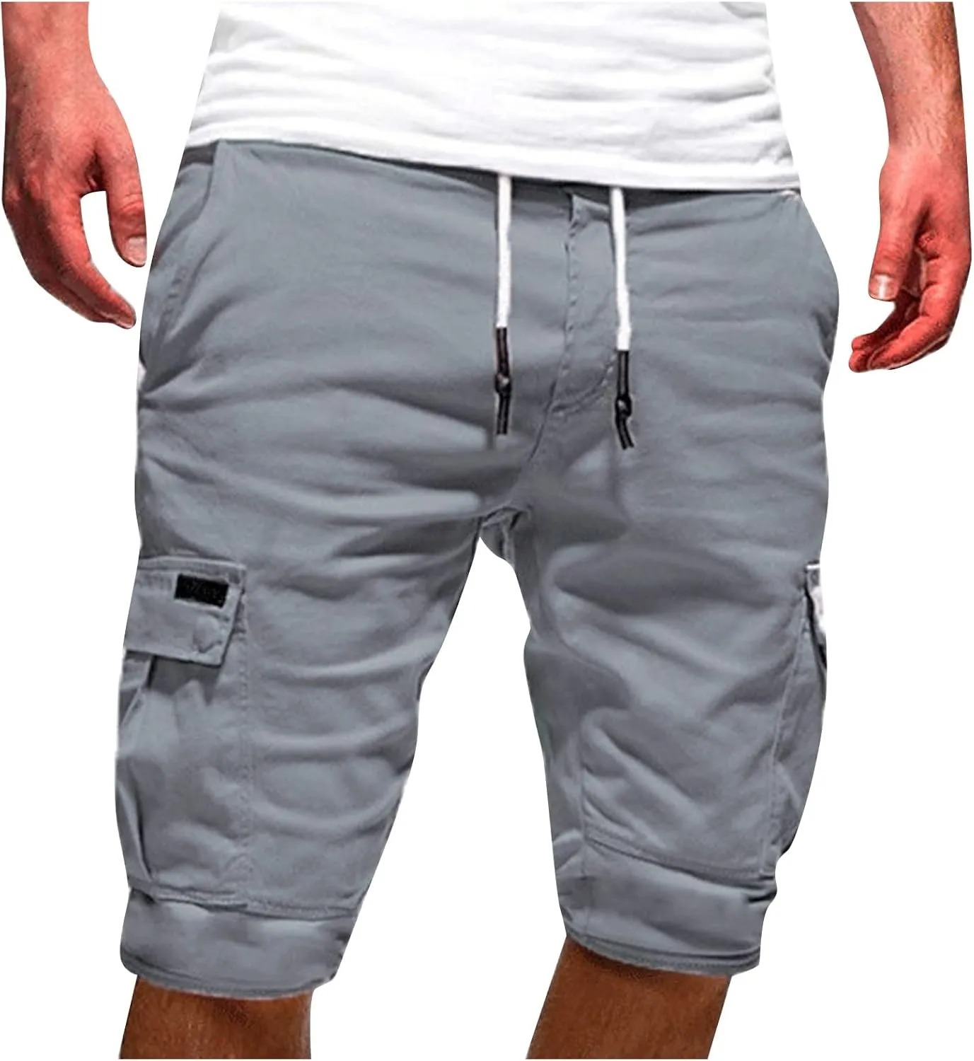 WENKOMG1 Mens Cotton Gym Shorts,Solid Elastic Waist Drastring Workout Shorts Running Jogging Trunks Basketball Shorts