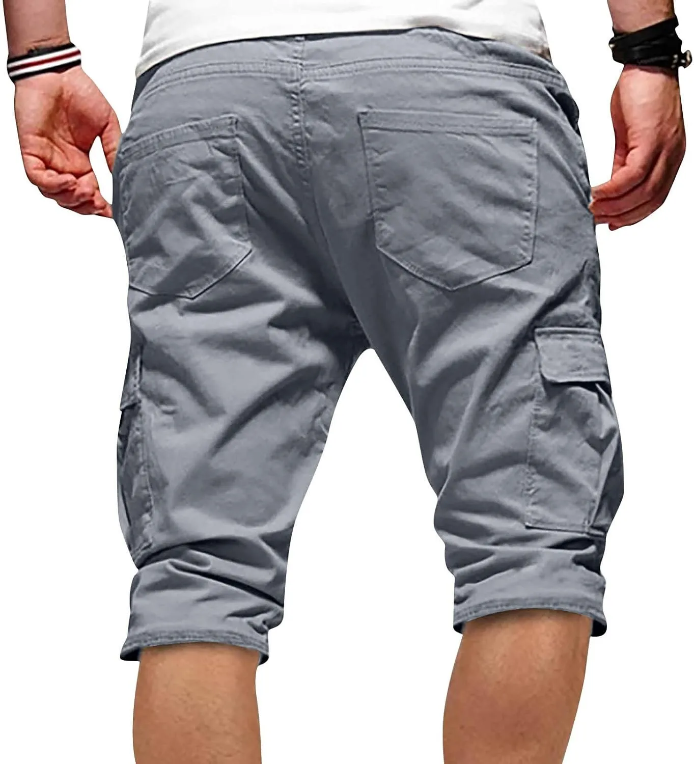 WENKOMG1 Mens Cotton Gym Shorts,Solid Elastic Waist Drastring Workout Shorts Running Jogging Trunks Basketball Shorts