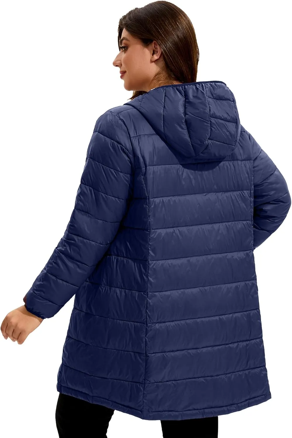 WINDMILL Women's Plus Size Packable Puffer Jacket, Hooded Lightweight Puffy Jacket (1X-6X)