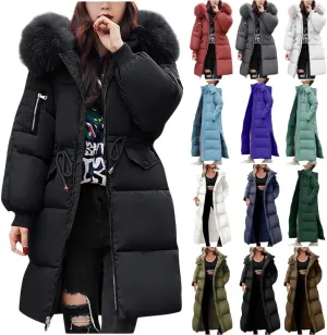 Winter Coats for Women Winter Thicken Warm Parka Coats Windproof Long Thicken Puffer Jacket Coats with Faux Fur Hood