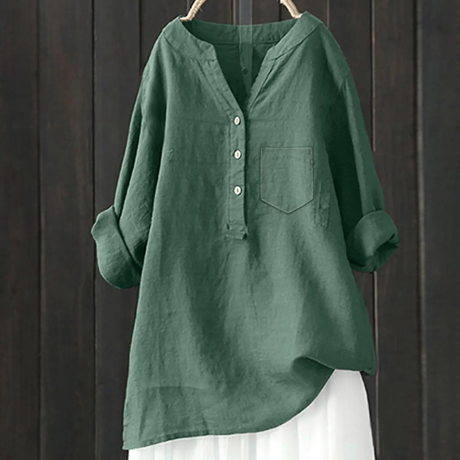 Women Button Up Shirt Plain Short Sleeve Linen Summer Casual Dress Blouse Tops Loose Tee Shirts