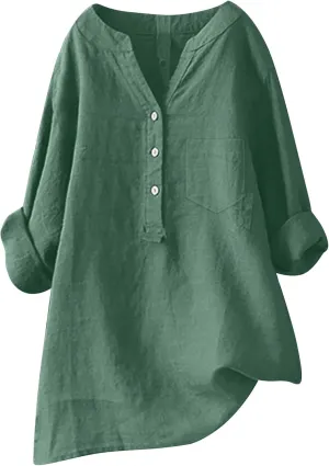 Women Button Up Shirt Plain Short Sleeve Linen Summer Casual Dress Blouse Tops Loose Tee Shirts