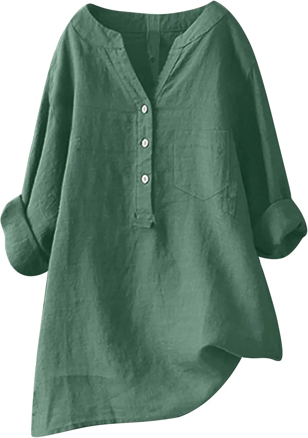 Women Button Up Shirt Plain Short Sleeve Linen Summer Casual Dress Blouse Tops Loose Tee Shirts