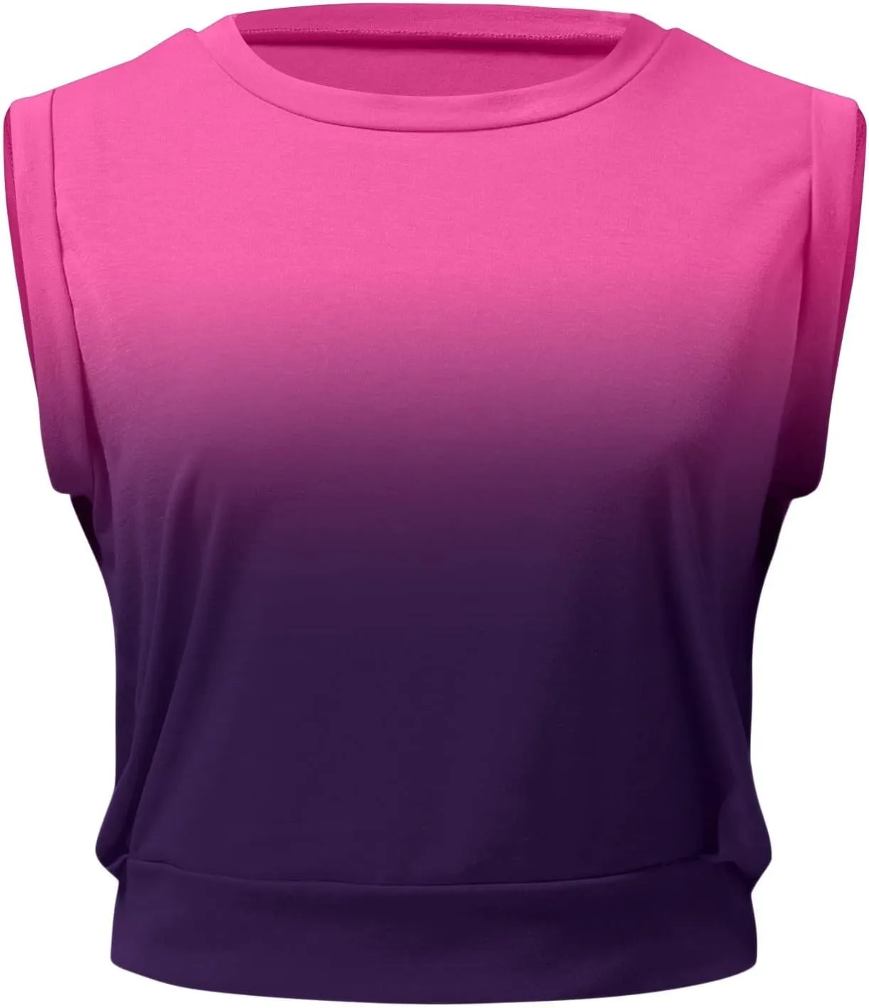 Women Fashion Sexy Crop Tops Athletic Shirt Print Sleeveless Yoga Tops Running Workout Shirts Elastic Slim Top