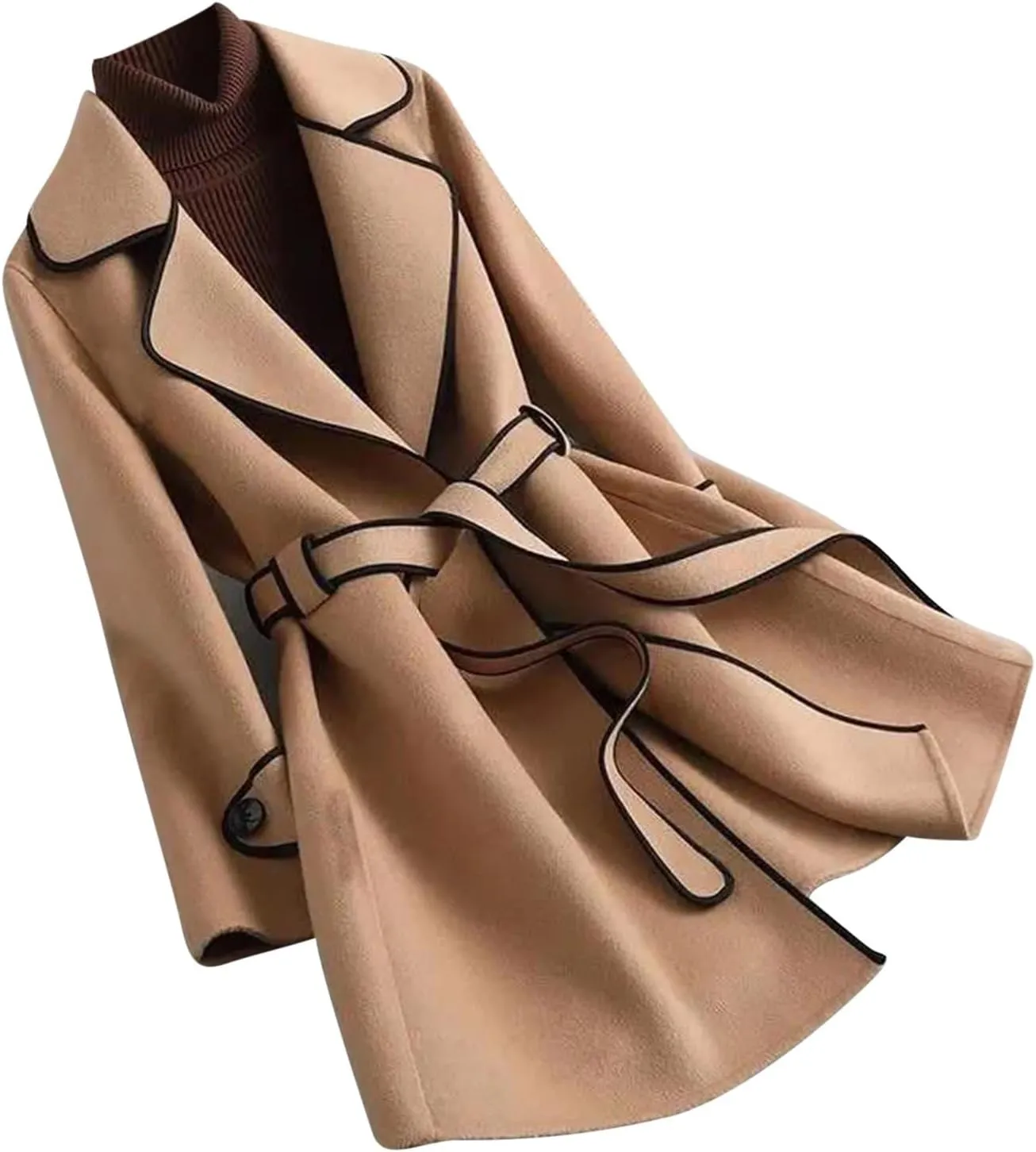 Women Fashion Trench Coat Lady Warm Winter Jackets Open Front Cardigan Long Windbreaker Parka Coats Outwear
