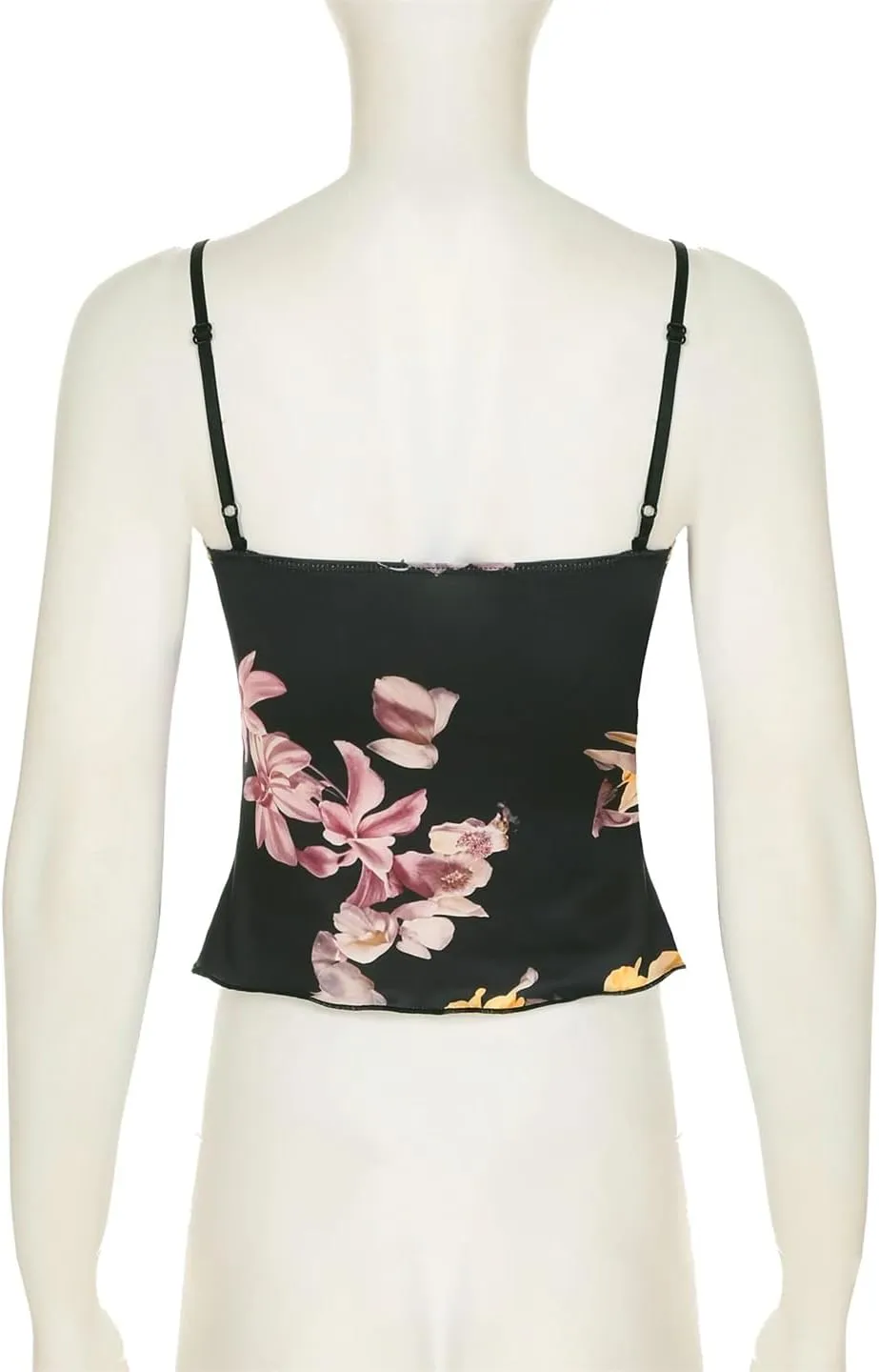Women Holiday Slim Patchwork Floral Camis Tops Slim Slash Neck Sleeveless Crop Tops