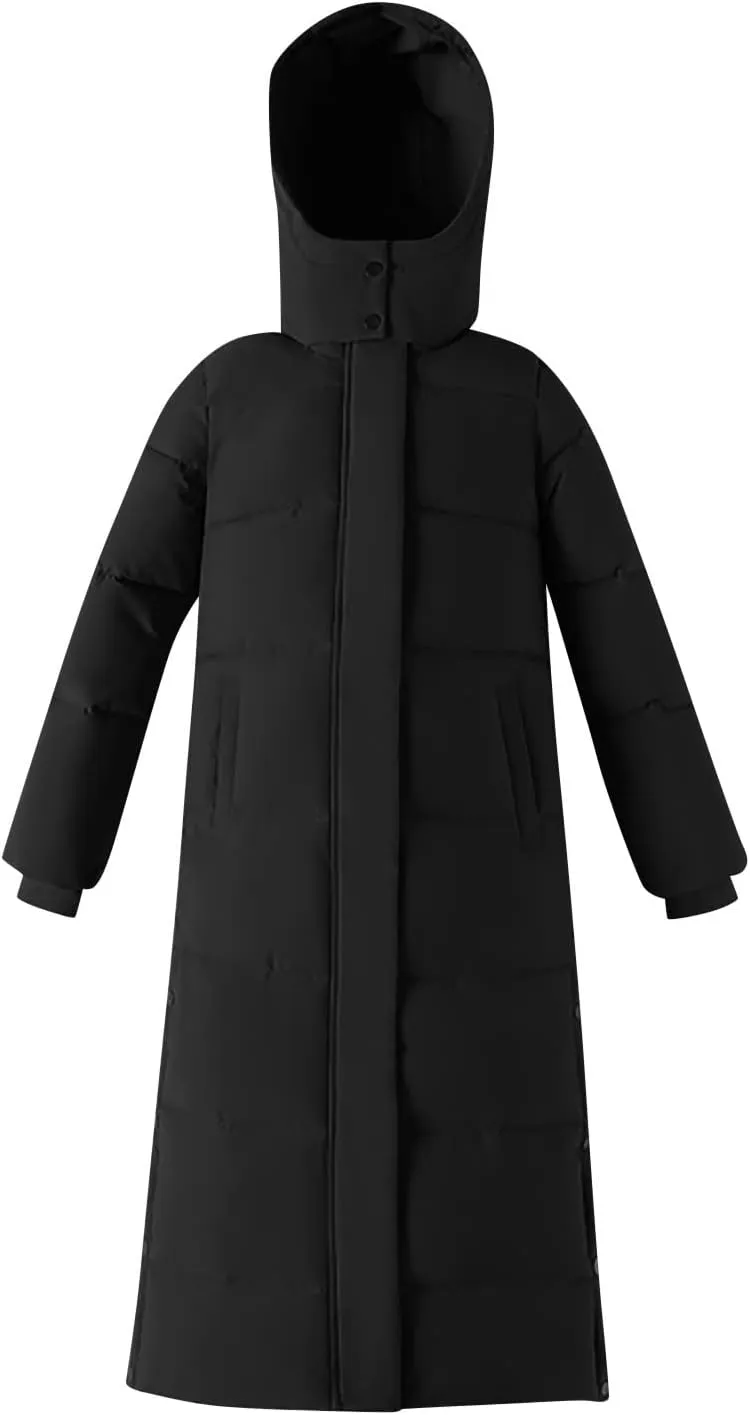 Women Lengthened Thickened Puffer Jacket Quilted Down Jackets Trendy Winter Coats Long Hooded Padded Overcoat