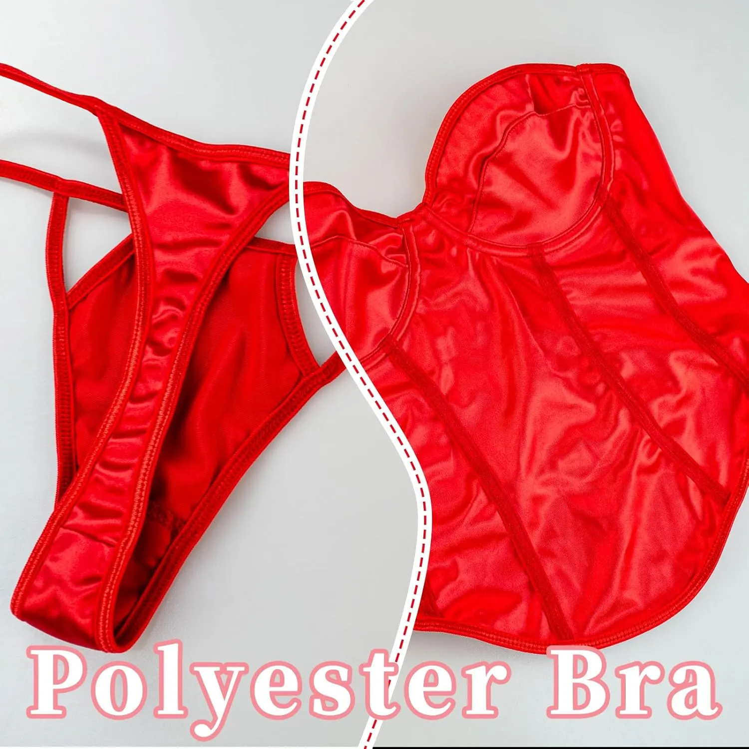 Women Lingerie Sets Satin Bodysuit with Stockings and G-string Sexy 3 Piece Lingerie Set For Women