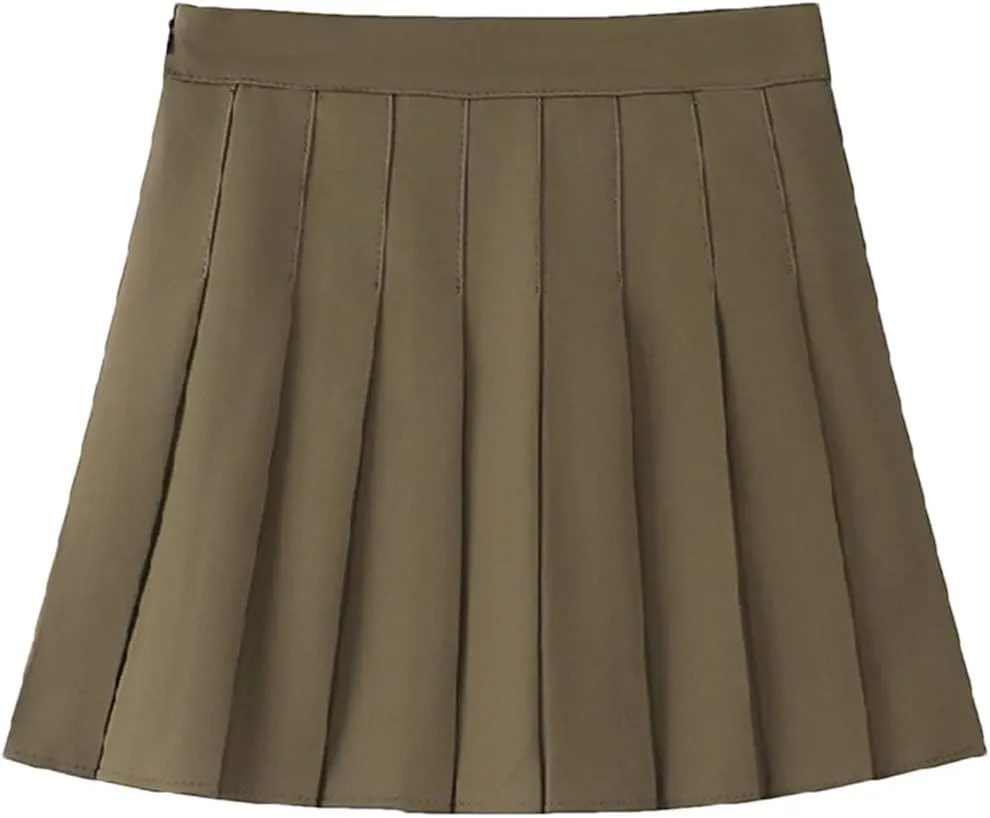 Women Pleated Skirts High Waist Zipper Girls Dancing JK Mini Skirts Student A Line Faldas