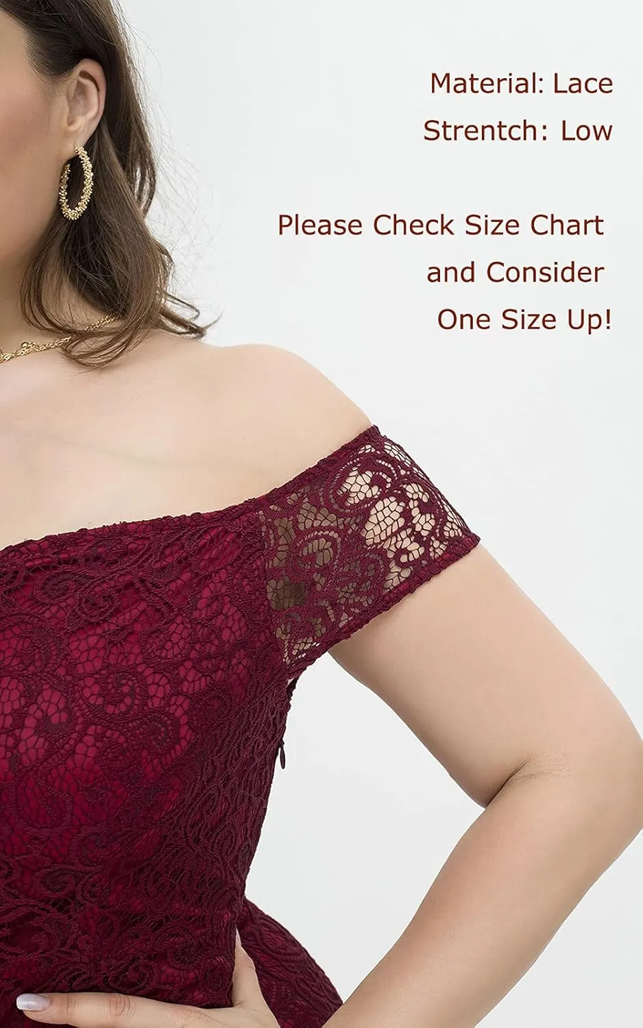 Women Plus Size Floral Lace Off-The-Shoulder Mermaid Maxi Prom Dress
