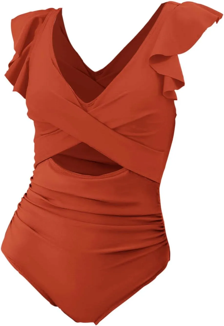 Women Sexy Mesh Tummy Control Swimsuit Knit Square Neck Tied Strappy Swimsuit with Swimsuit Halter Retro Bathing