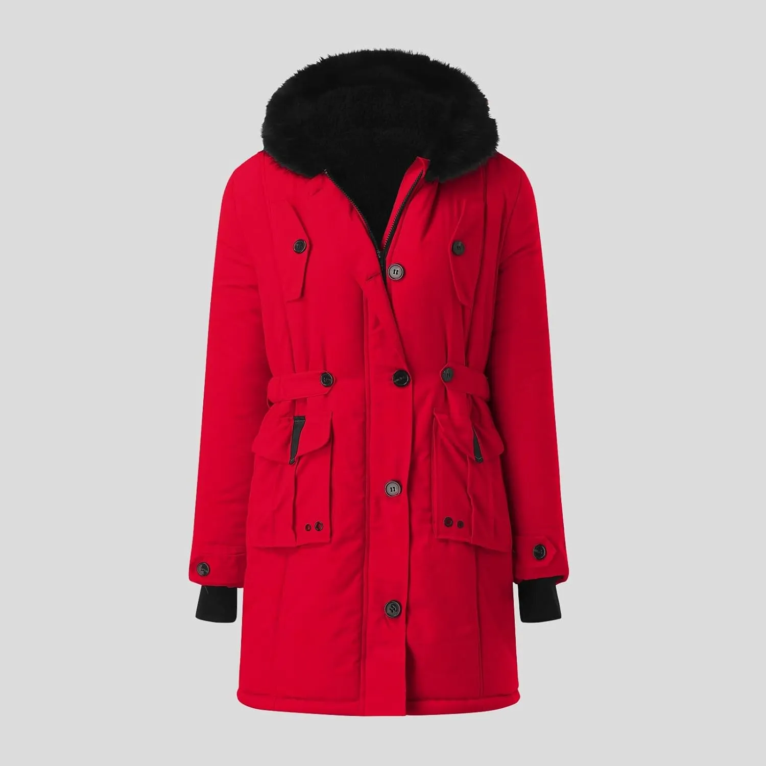 Women Thicken Quilted Coats 2024 Winter Warm Fleece Jackets Loose Fit Long Sleeve Overcoat with Pocket Daily Outwear
