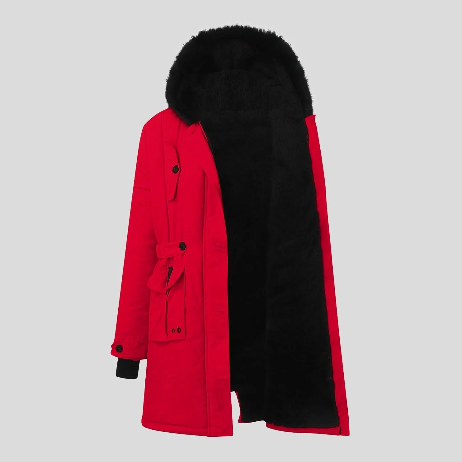 Women Thicken Quilted Coats 2024 Winter Warm Fleece Jackets Loose Fit Long Sleeve Overcoat with Pocket Daily Outwear