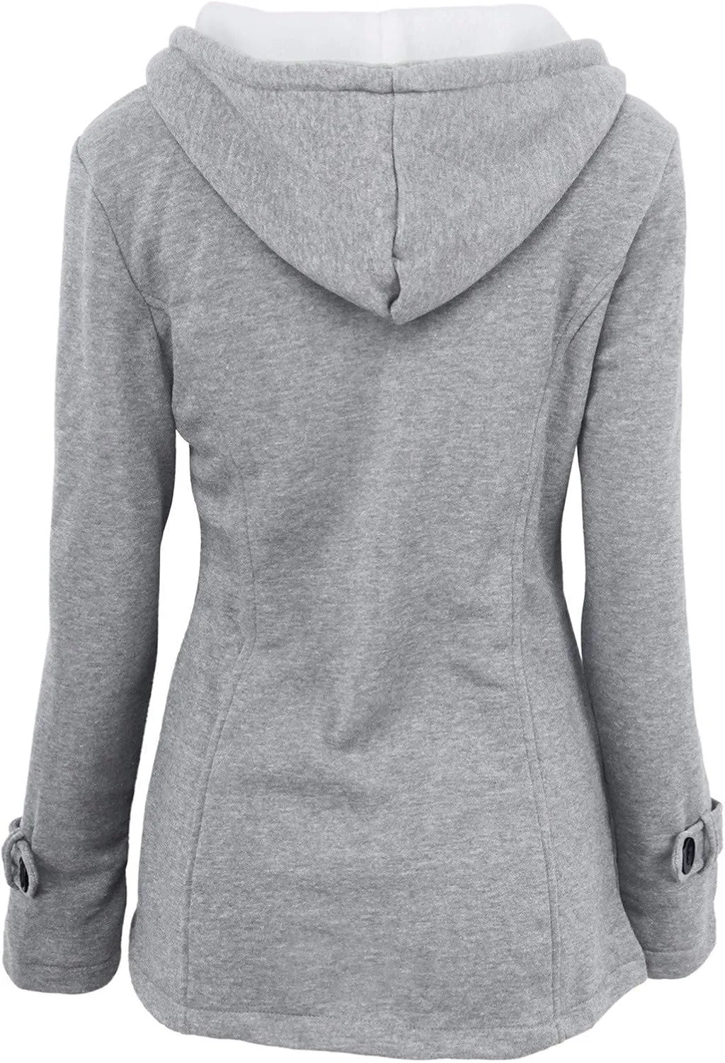 Women Trendy Horn Buttons Jackets Casual Fall Winter Coats Outwear Padded Hooded Parka Jacket Plain Overcoat