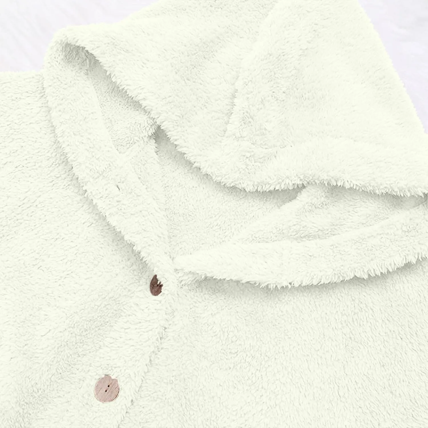 Women Winter Plush Coats Plus Size Button Hooded Cardigan Coat Loose Casual Outerwear Fleece Wool Jacket