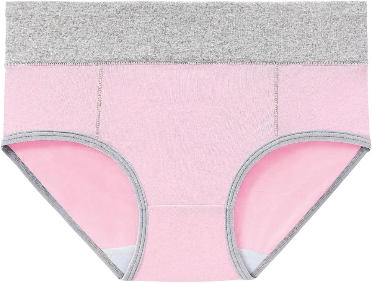 Women's 5 Pieces Briefs High Waist Stretch Underwear Soft Underpants Ladies Full Coverage Panties Solid Lingerie