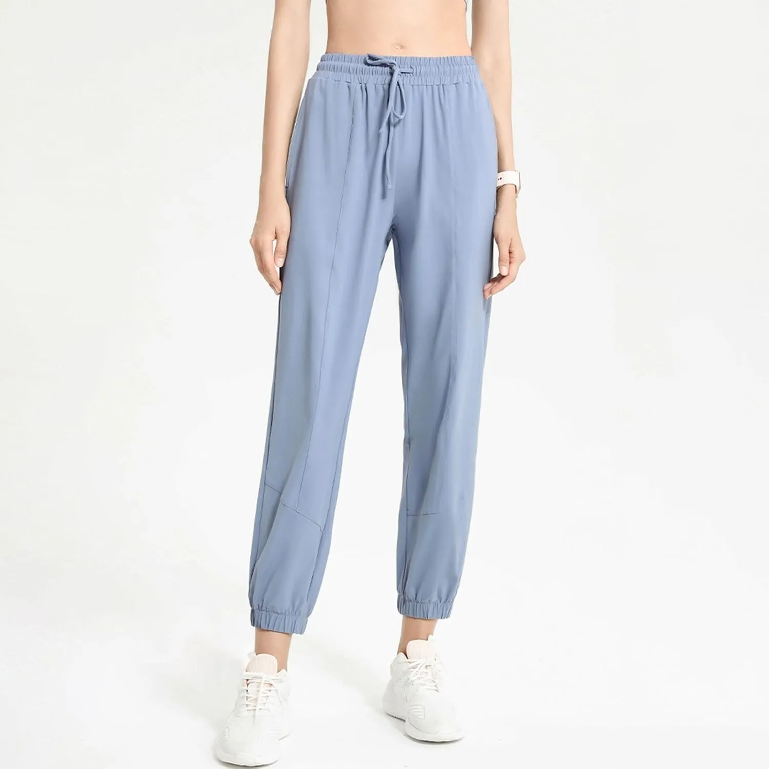 Women's Activewear Summer Quick Dry Ice Silk Pants Lightweight Yoga Trousers with Adjustable Drawstring Slimming Leggings