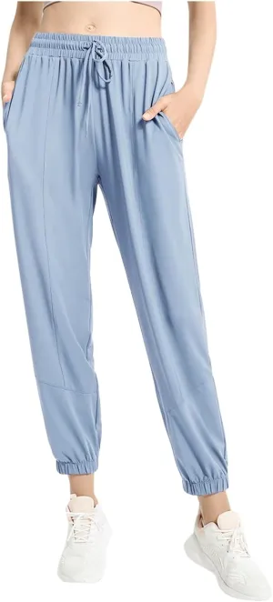 Women's Activewear Summer Quick Dry Ice Silk Pants Lightweight Yoga Trousers with Adjustable Drawstring Slimming Leggings