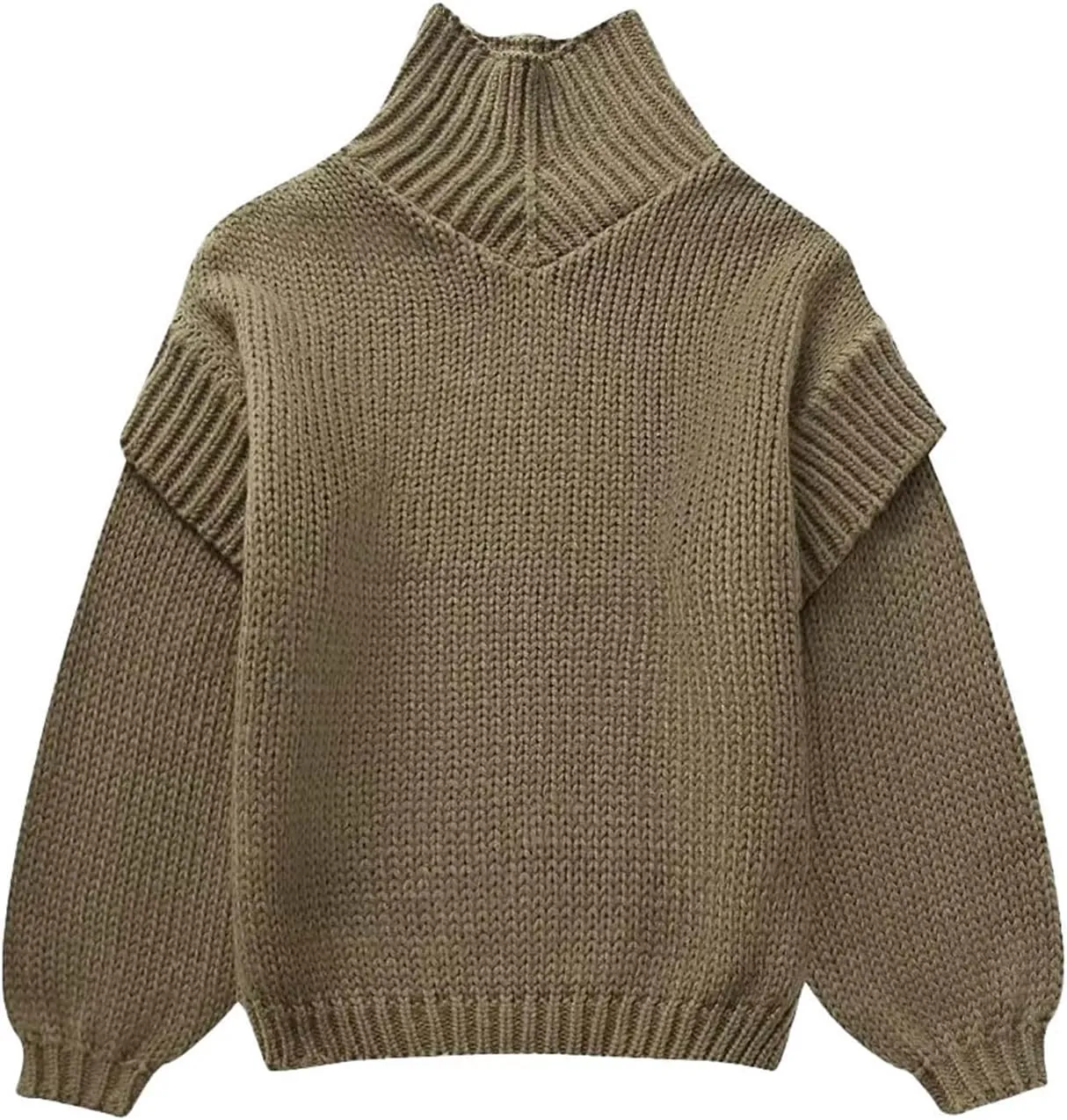 Women's Autumn Winter Oversized Long Sleeve Turtleneck Knit Sweater Cozy Fashion Top Fitted Sports Outerwear Western