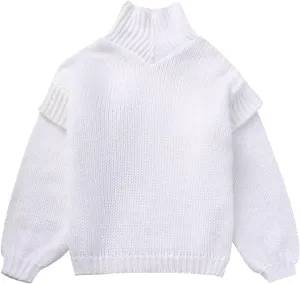 Women's Autumn Winter Oversized Long Sleeve Turtleneck Knit Sweater Cozy Fashion Top Fitted Sports Outerwear Western
