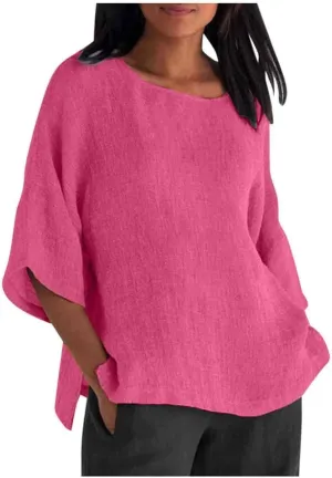 Women's Button Down Shirts Solid Long Sleeve Cotton Linen Summer Casual Soft Blouse Top Loose Fit Tops