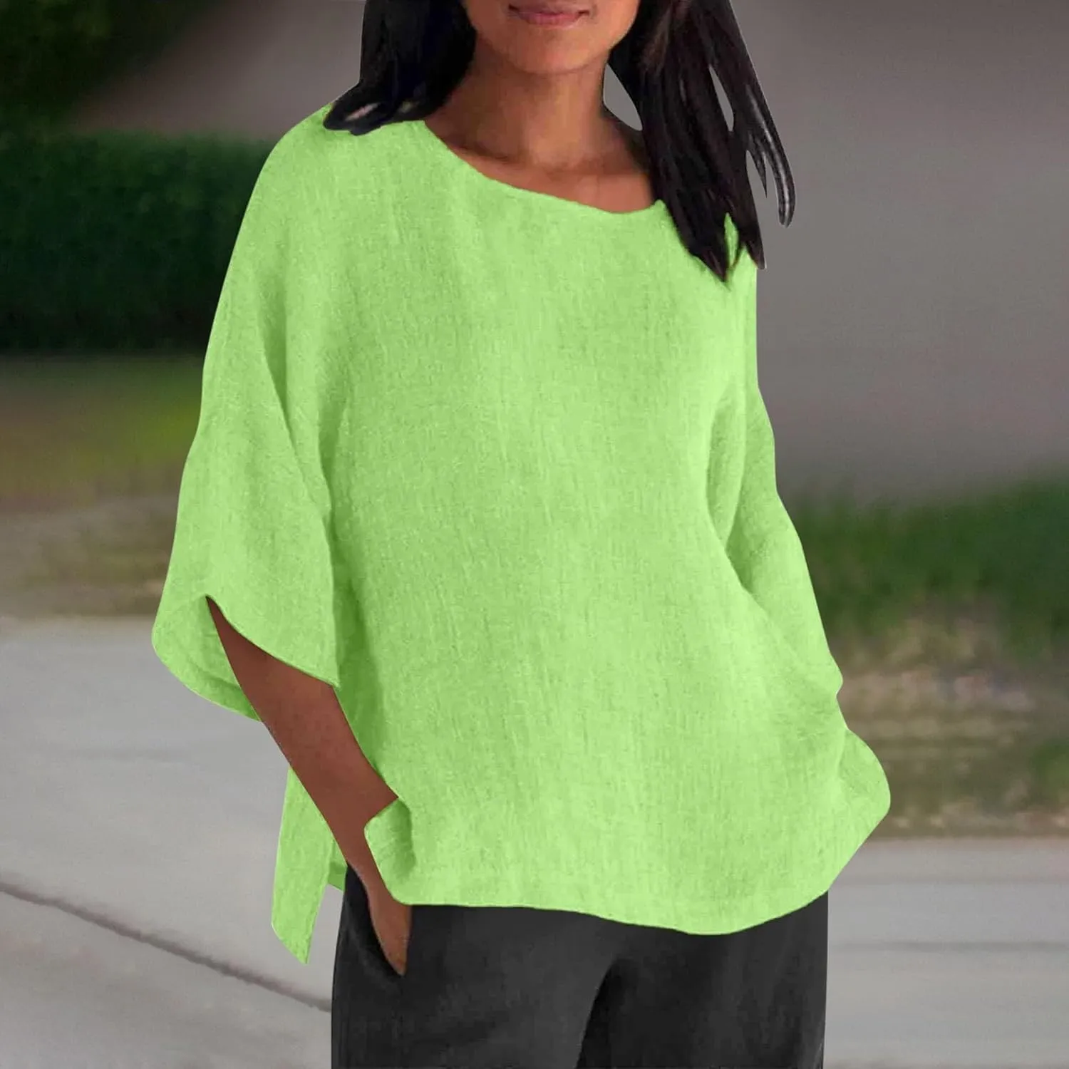 Women's Button Down Shirts Solid Long Sleeve Cotton Linen Summer Casual Soft Blouse Top Loose Fit Tops
