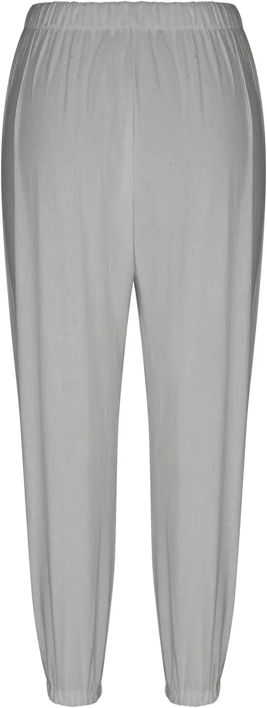 Women's Casual Pants & Capris Linen Pants Women Lounge Elastic Waist Pants Cute Wide Leg Trousers Summer Pants