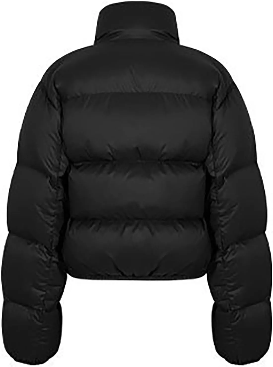 Women's Cropped Quilted Puffer Jacket Outerwear Puffy Coats Stand Collar Thicken Warm Winter Coats Short Down Coats