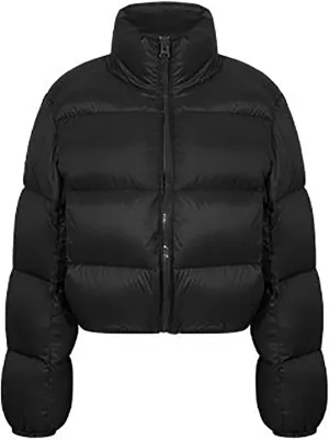 Women's Cropped Quilted Puffer Jacket Outerwear Puffy Coats Stand Collar Thicken Warm Winter Coats Short Down Coats
