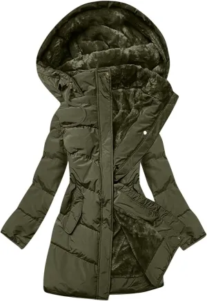 Women's Down Jackets Fleece Lined Thicken Parkas Drawstring Hooded Winter Coat Fashion Versatile Outerwear with Pockets