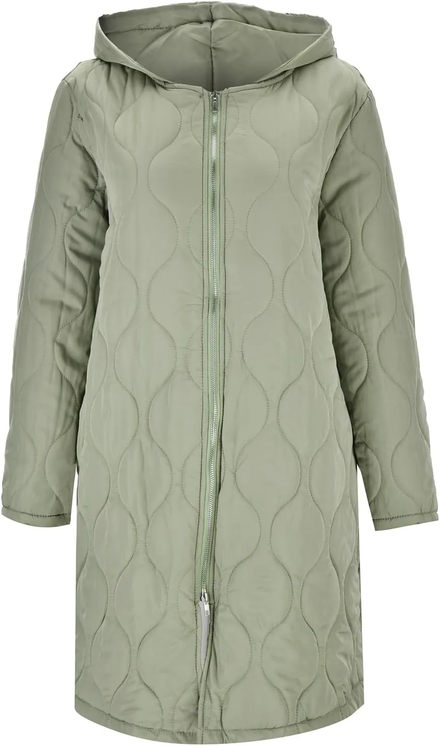 Womens Fashion Insulated Soft Fitted Long Puffer Coat Long Sleeve Hooded Zipper Down Coat Winter Work Outdoor Overcoat