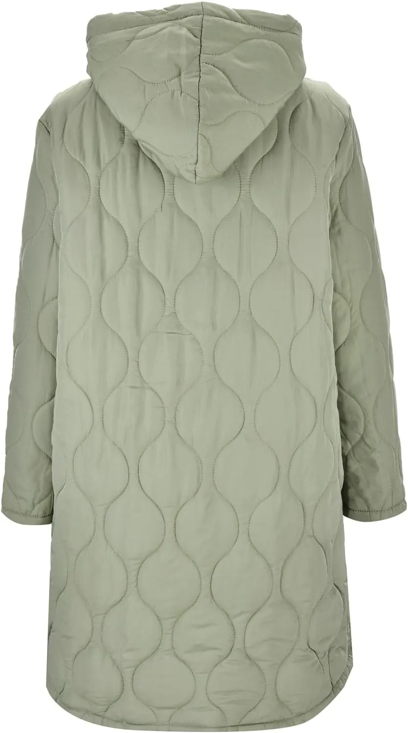 Womens Fashion Insulated Soft Fitted Long Puffer Coat Long Sleeve Hooded Zipper Down Coat Winter Work Outdoor Overcoat