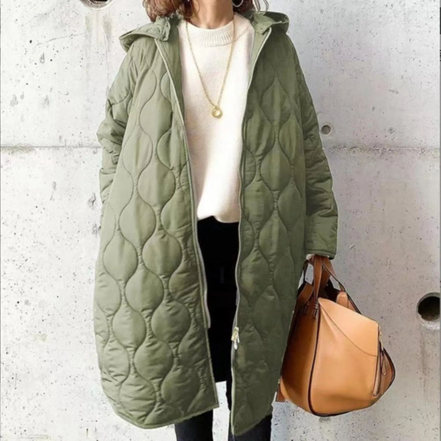Womens Fashion Insulated Soft Fitted Long Puffer Coat Long Sleeve Hooded Zipper Down Coat Winter Work Outdoor Overcoat
