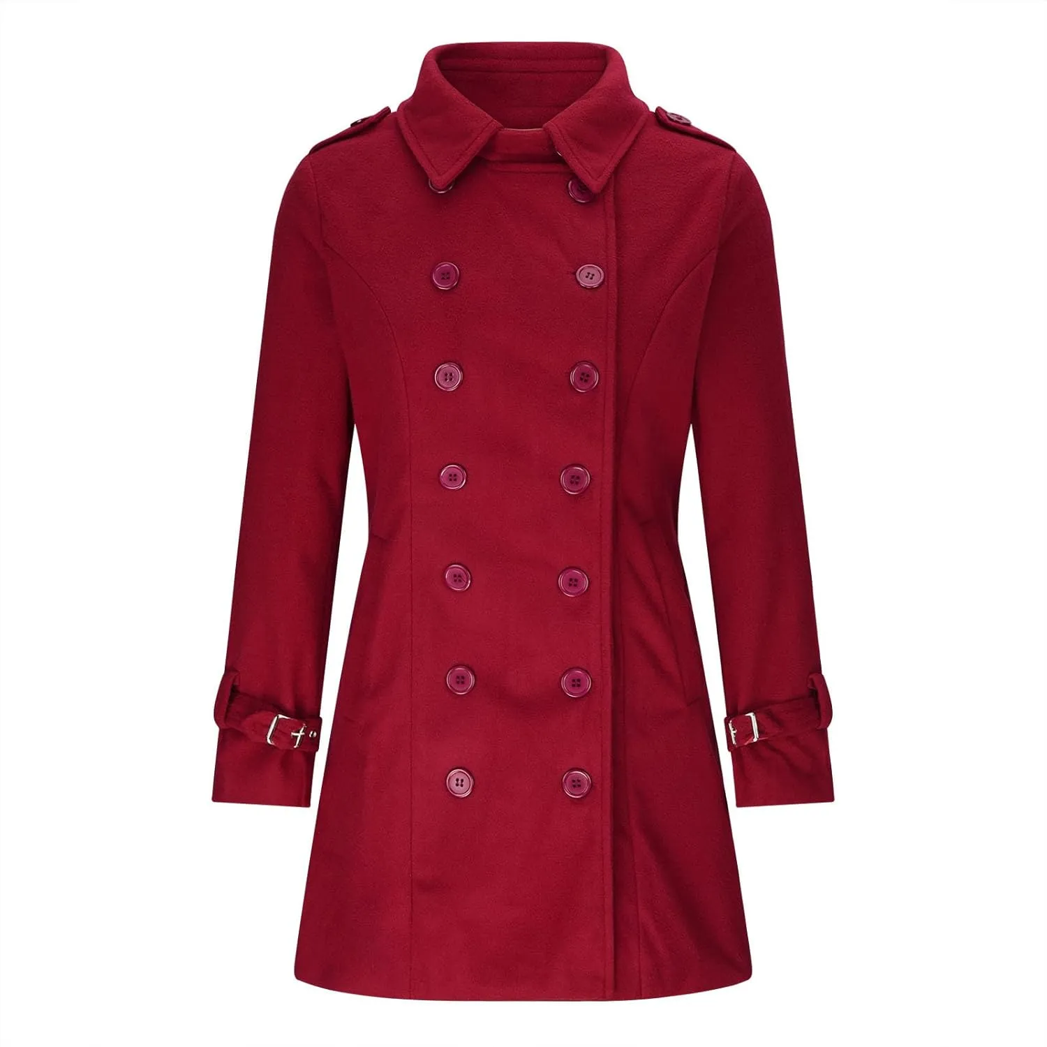 Womens Fashion Woolen Overcoat Solid Color Windbreaker 2025 Fall Winter Trench Coat Lapel Button Jacket Long Coats