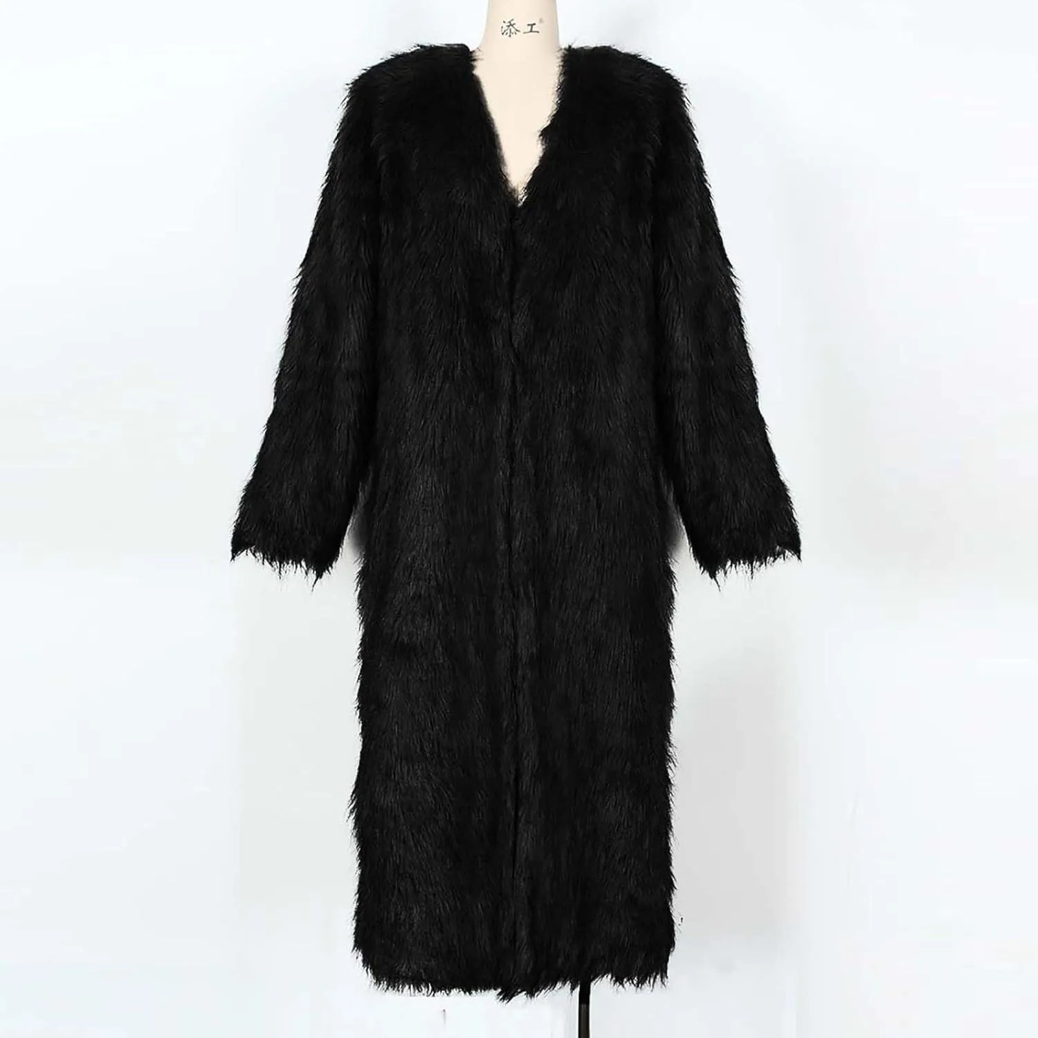 Women's Faux Fur Long Cardigan Fluffy Open Front Long Sleeve Overcoats Winter Warm Luxury Furry Maxi Jackets