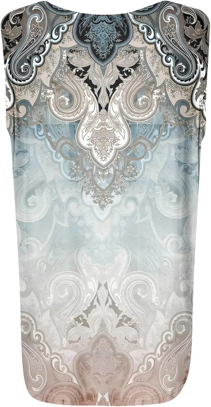 Women's Floral Print Sleeveless Blouse Casual Summer Tank Top with Square Neckline,Lightweight & Breathable