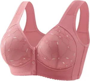Women's Front Closure No Underwire Tank Top Bra Floral Lace Comfy Bralettes Push Up Lifting Breathable Everyday Bra