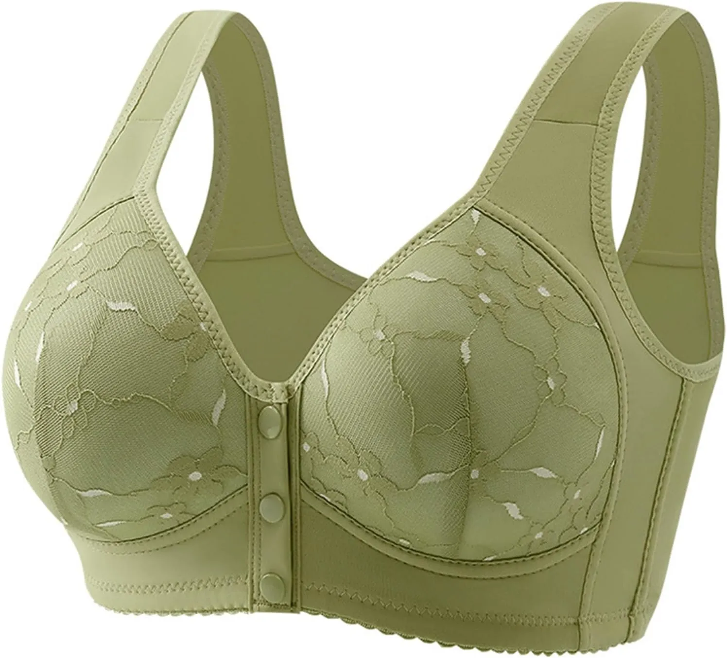 Women's Front Closure No Underwire Tank Top Bra Floral Lace Comfy Bralettes Push Up Lifting Breathable Everyday Bra