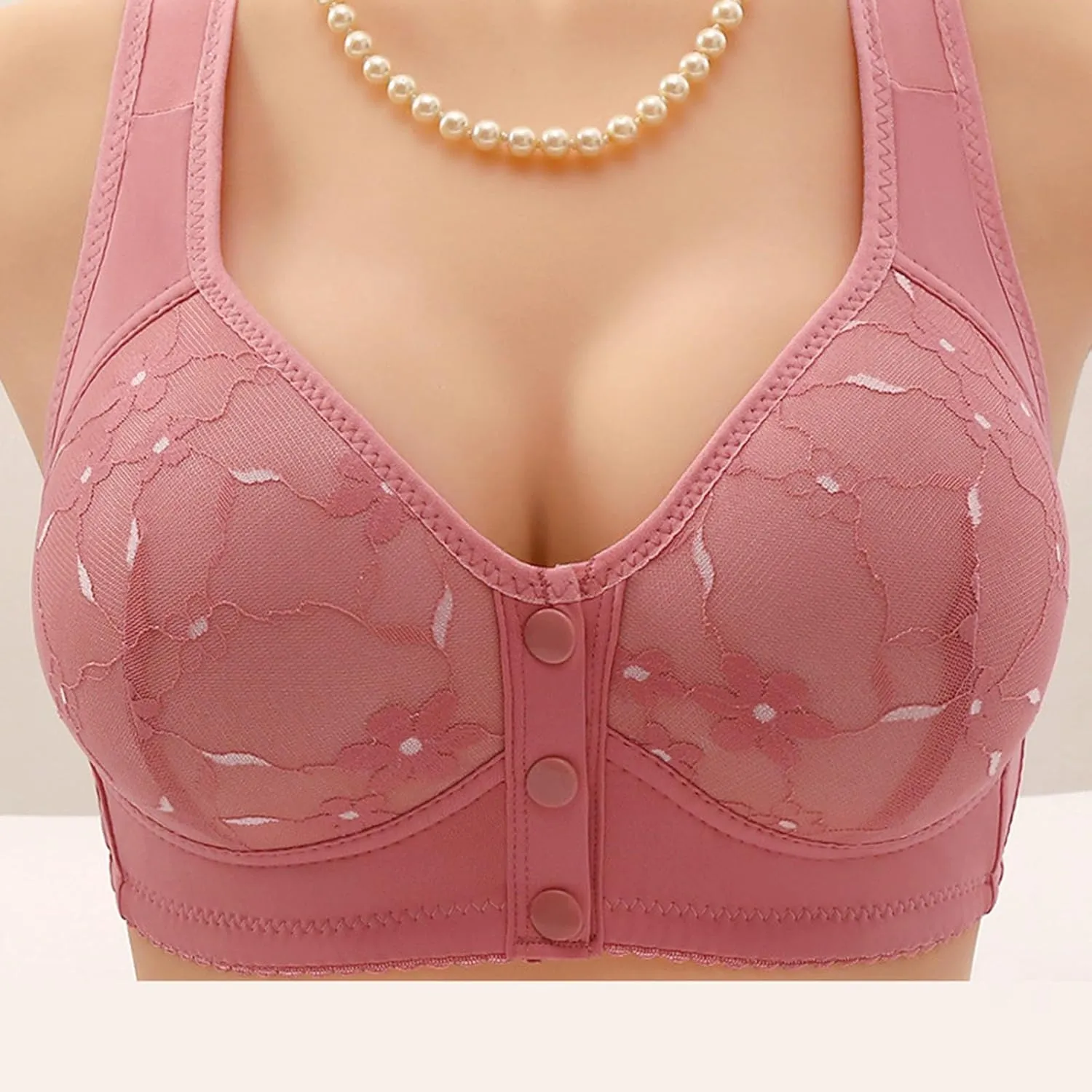 Women's Front Closure No Underwire Tank Top Bra Floral Lace Comfy Bralettes Push Up Lifting Breathable Everyday Bra