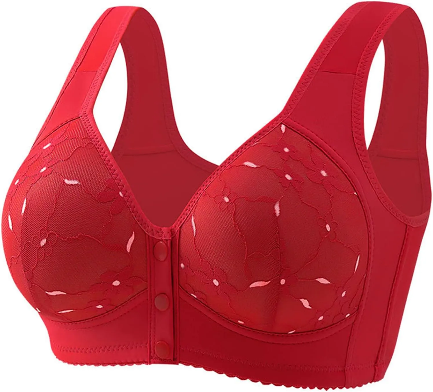 Women's Front Closure No Underwire Tank Top Bra Floral Lace Comfy Bralettes Push Up Lifting Breathable Everyday Bra