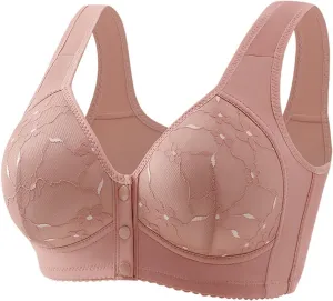 Women's Front Closure No Underwire Tank Top Bra Floral Lace Comfy Bralettes Push Up Lifting Breathable Everyday Bra