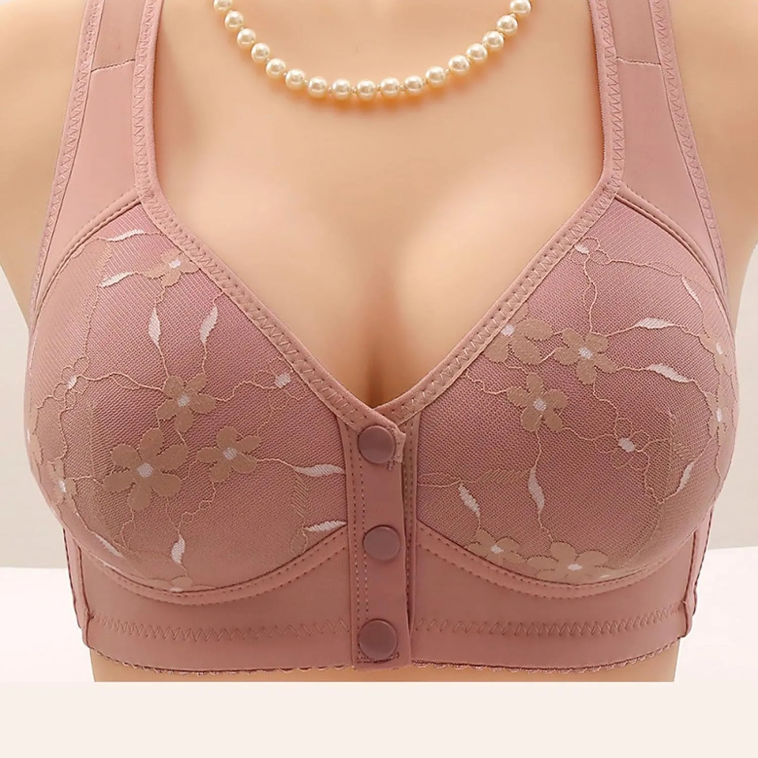 Women's Front Closure No Underwire Tank Top Bra Floral Lace Comfy Bralettes Push Up Lifting Breathable Everyday Bra
