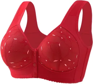 Women's Front Closure No Underwire Tank Top Bra Floral Lace Comfy Bralettes Push Up Lifting Breathable Everyday Bra