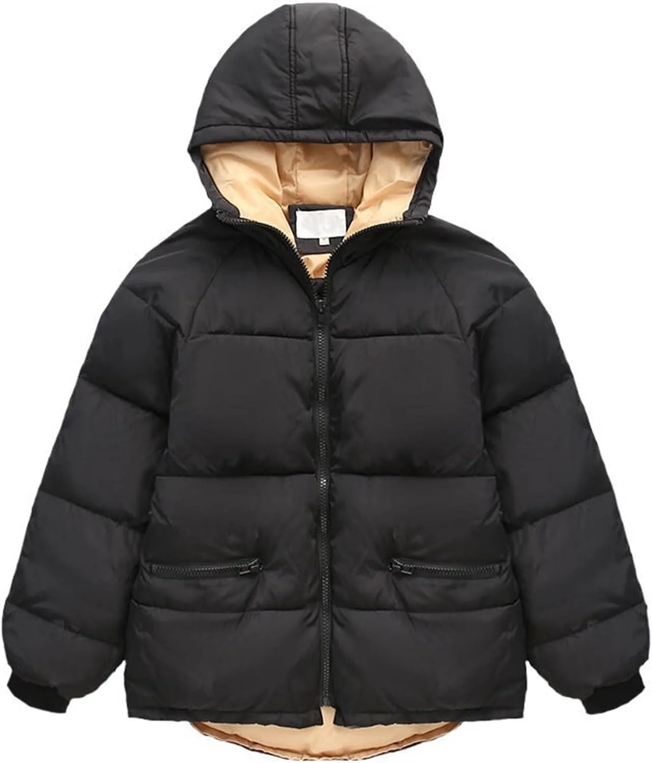 Women's Hooded Down Coats Baggy Winter Warm Puffer Jackets Full Zip Windbreaker Parkas Bubble Coats Casual Overcoat