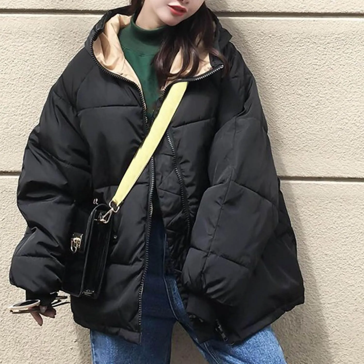 Women's Hooded Down Coats Baggy Winter Warm Puffer Jackets Full Zip Windbreaker Parkas Bubble Coats Casual Overcoat