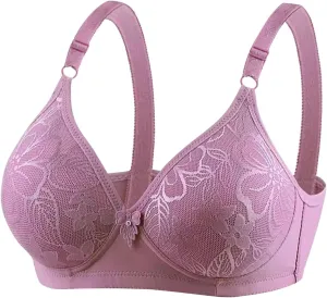 Womens Lace Floral Bra Plus Size Thin Breathable Sexy Bras Seamless Comfort, No Underwire Everyday Underwear Bras