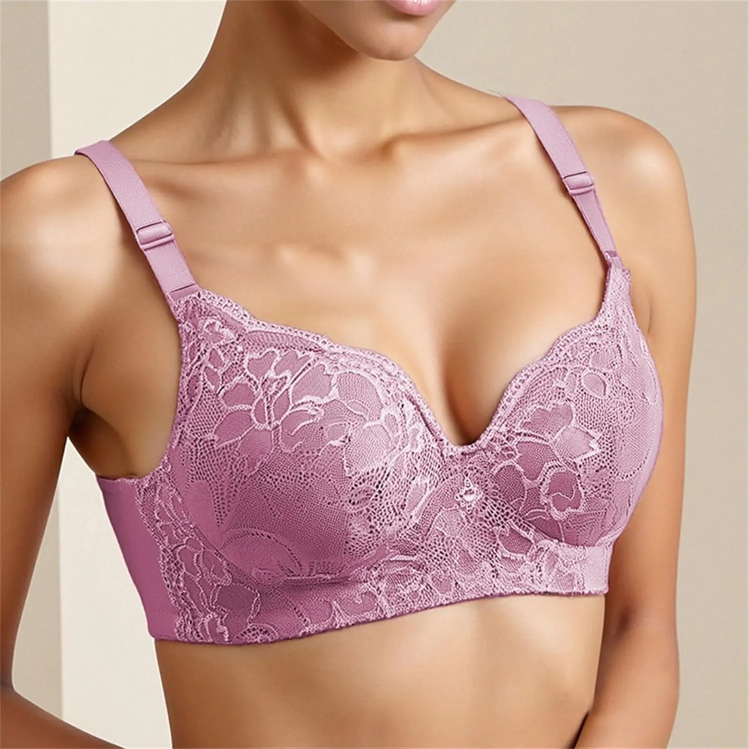 Women's Lace Push Up Bras No Underwire Floral Embroidered Bralettes Full Coverage Wireless Comfort Lift Bra Underwear