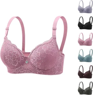 Women's Lace Push Up Bras No Underwire Floral Embroidered Bralettes Full Coverage Wireless Comfort Lift Bra Underwear